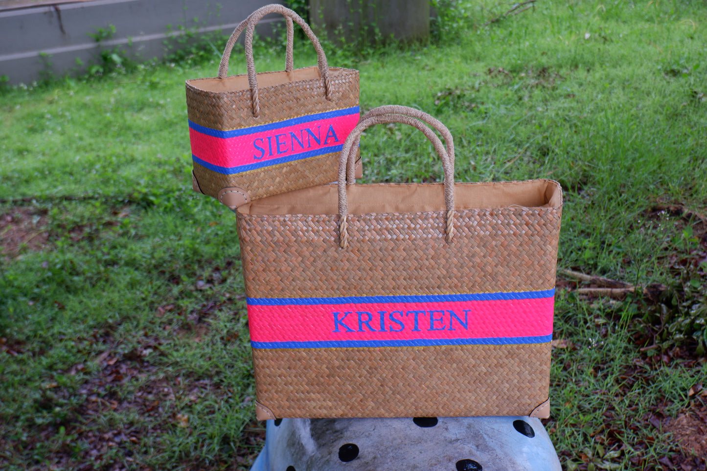 2Bags matching bag, mommy and me bag, monogram straw basket, personalized gifts, straw beach tote