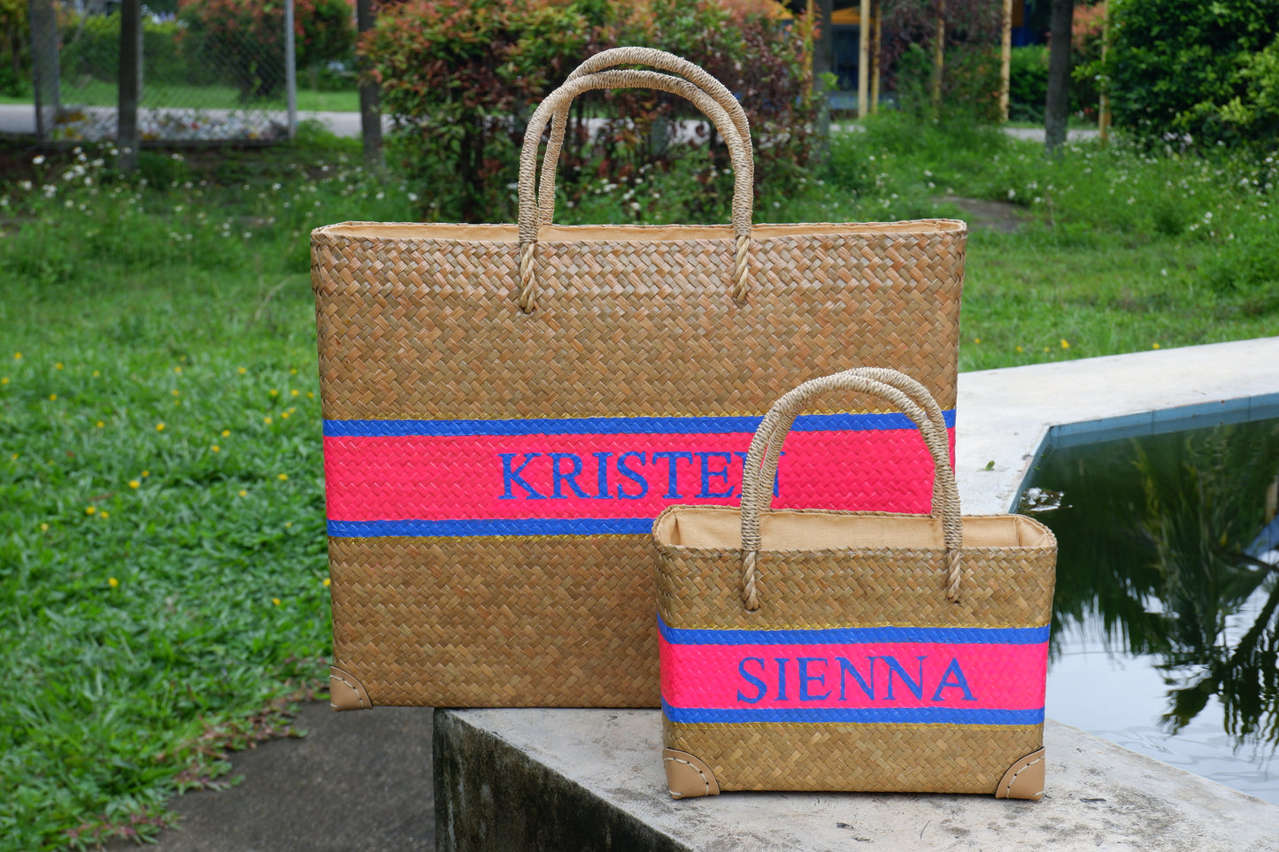 2Bags matching bag, mommy and me bag, monogram straw basket, personalized gifts, straw beach tote