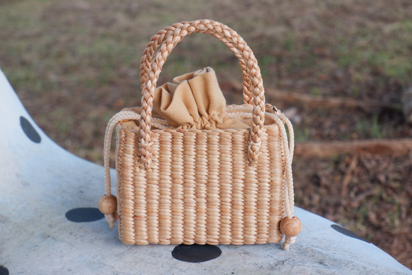 Cute Handmade Straw Bag for Kids - Mini Woven water hyacinth Purse for Girls