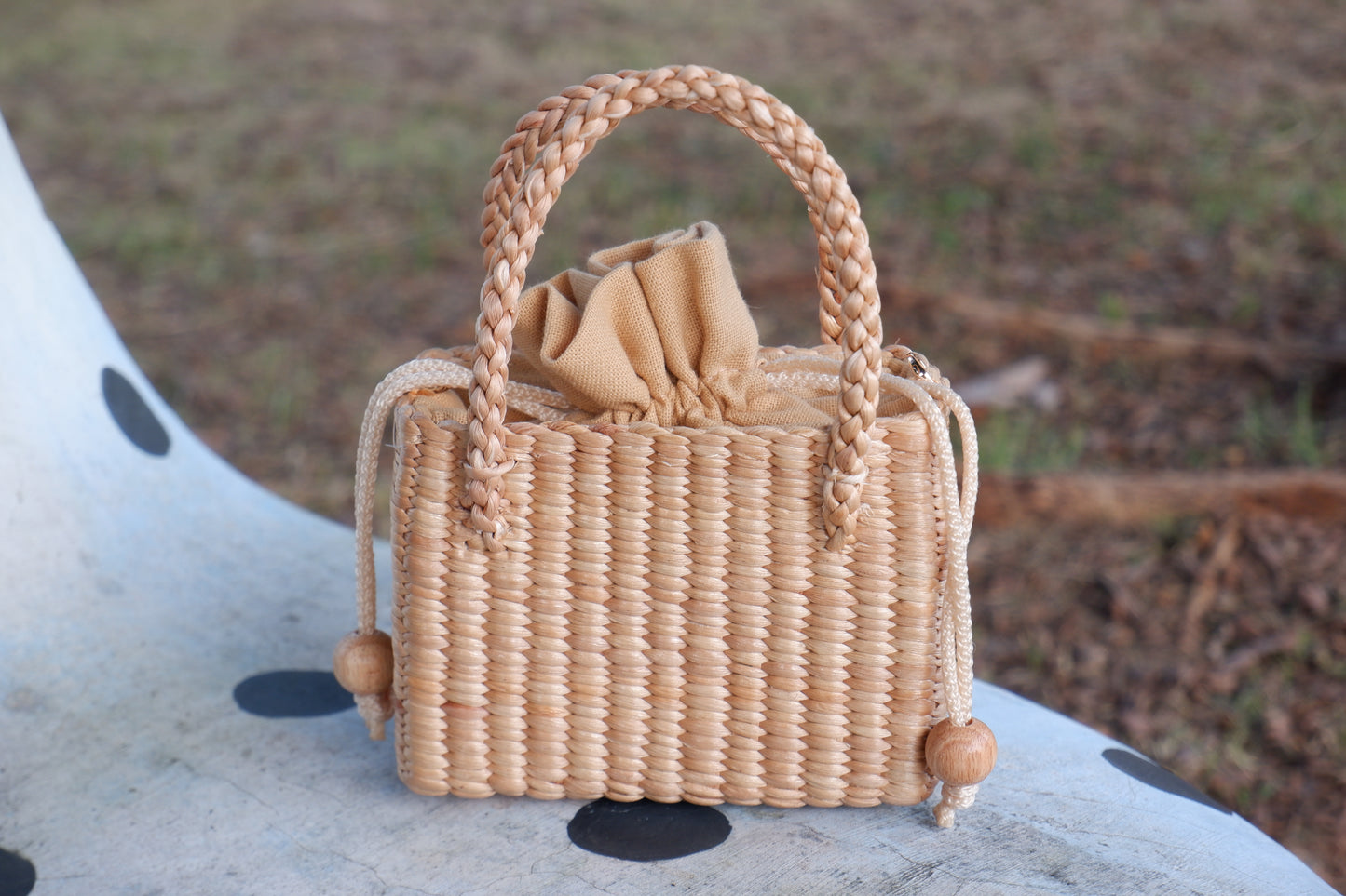 Cute Handmade Straw Bag for Kids - Mini Woven water hyacinth Purse for Girls