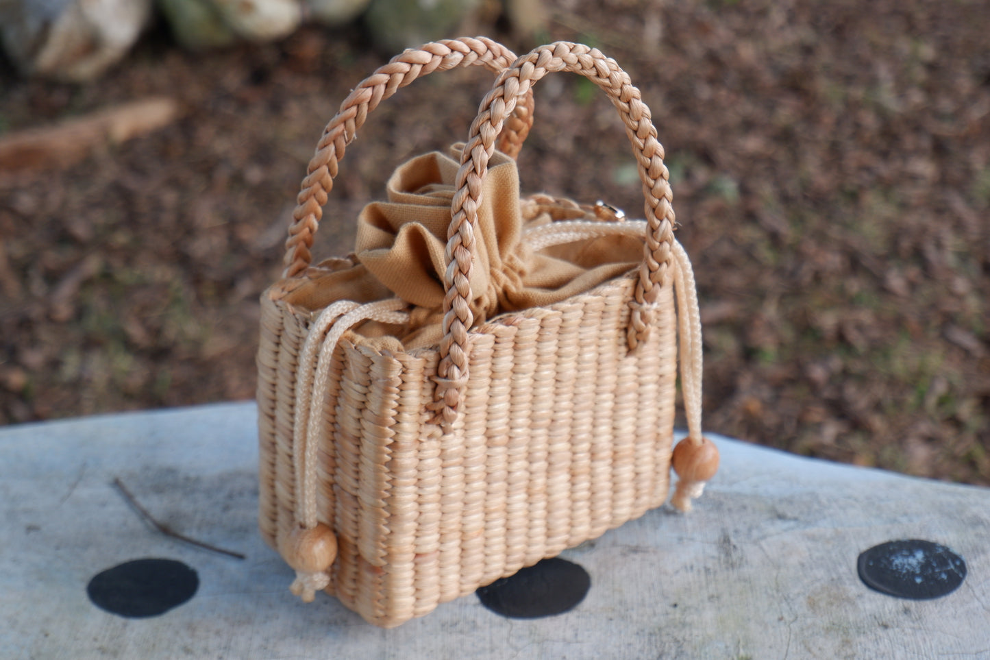Cute Handmade Straw Bag for Kids - Mini Woven water hyacinth Purse for Girls