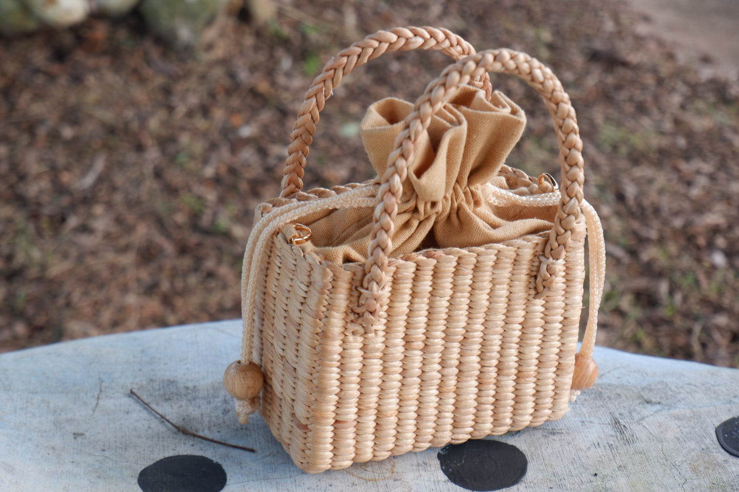 Cute Handmade Straw Bag for Kids - Mini Woven water hyacinth Purse for Girls