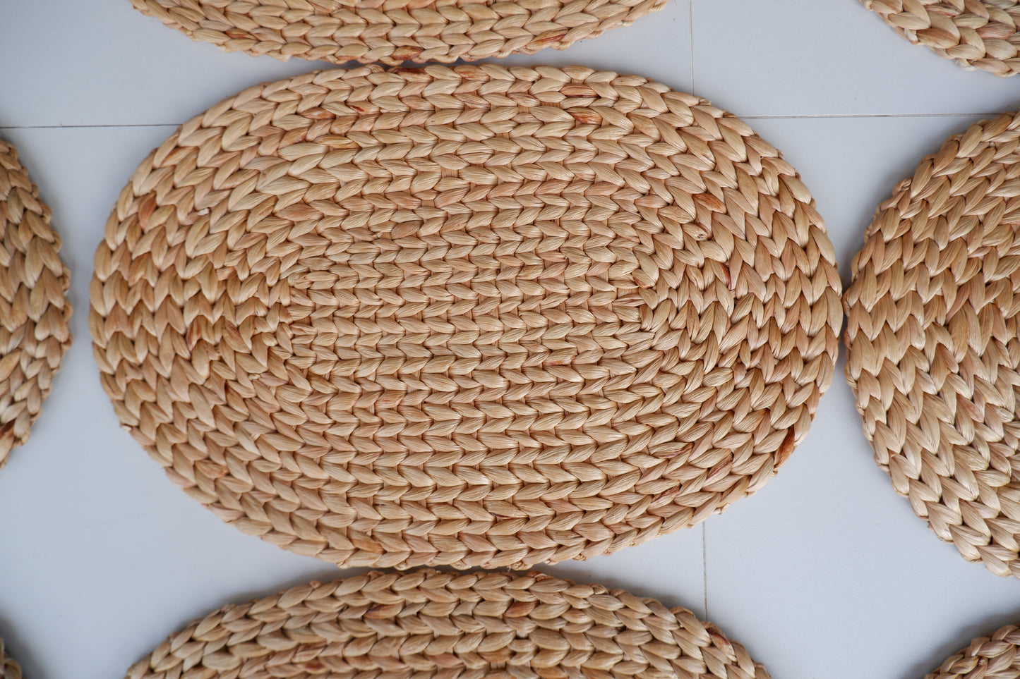 30*50cm) Set of 4, Set of 6, Oval Natural Placemats Set, Straw Wicker Placemats, Woven Placemats Rattan and Wicker, Water Hyacinth Placemats