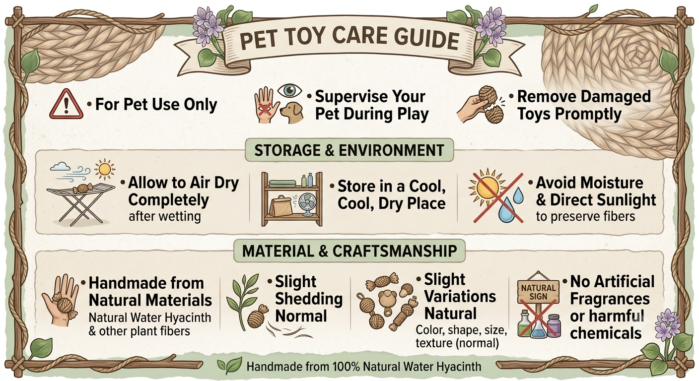 Handwoven Water Hyacinth Cat Wand Toy | Natural Pet Teaser