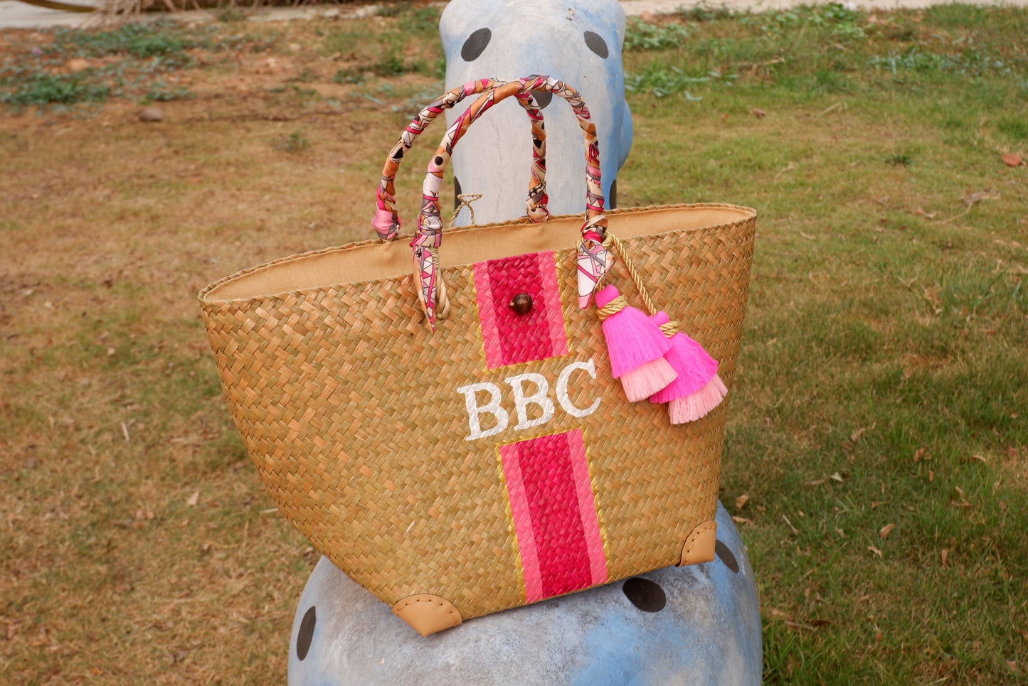 Pink) Bespoke Bridesmaid gift Monogram beach bag Large beach bag Engagement gifts