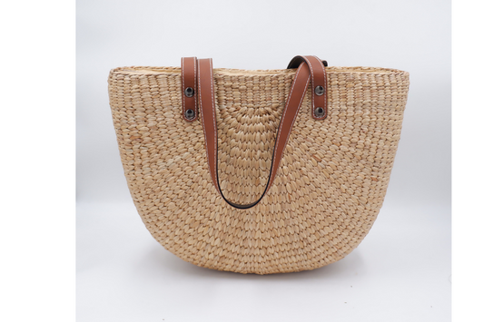 MULTIPLE Color straw tote bag with leather handles