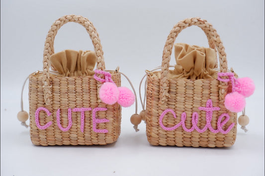 kids straw basket , seagrass bag , kids bag