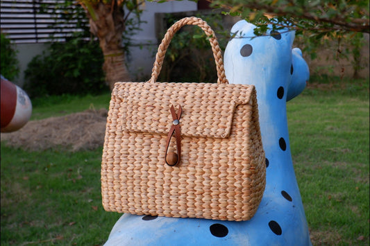 Natural Basket Handmade Straw Bag Water Hyacinth Bag Woven Bag 