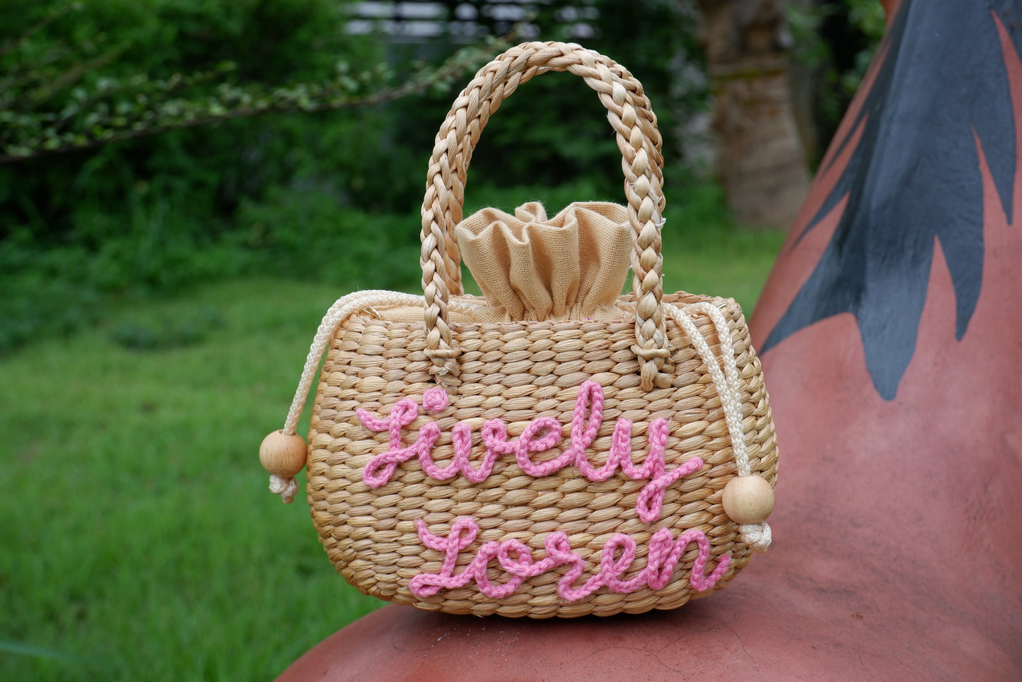 Personalized Kids Bag straw basket purses for kid