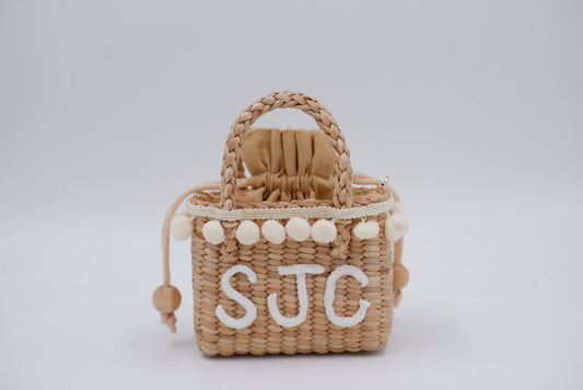 Personalized Monogrammed straw kids bag toddler straw bag