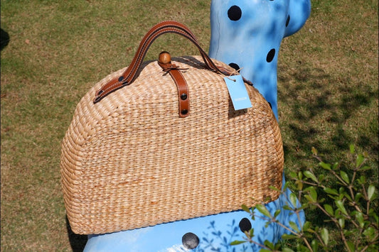 Large Picnic Basket Tote with Leather handle