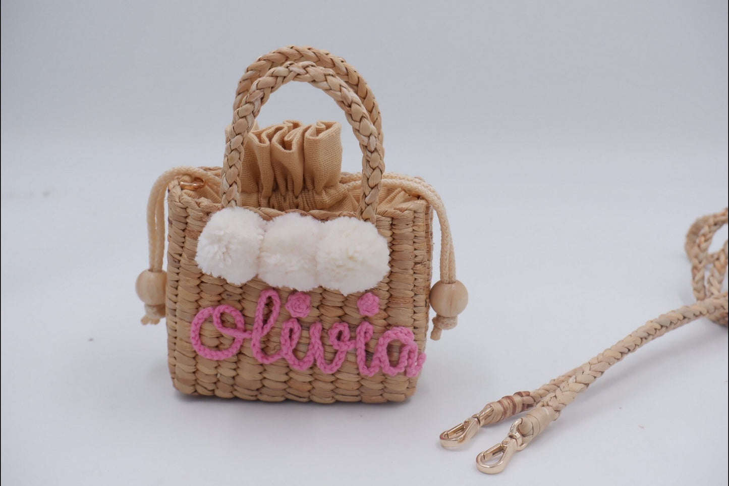 Personalized Kids bag Little Girl Purse with pom pom