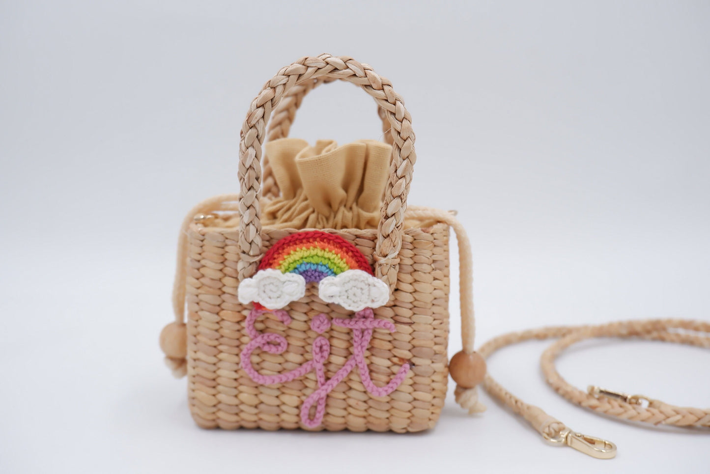 Kids bag personalized straw bag girls purse